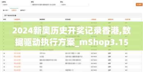 2024新奥历史开奖记录香港,数据驱动执行方案_mShop3.153