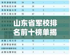 山东省军校排名前十榜单揭晓!